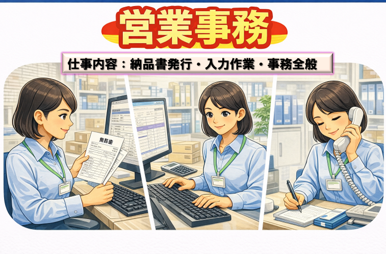 [派遣]時給1,300円！営業事務！日勤デスクワーク・残業少なめ！